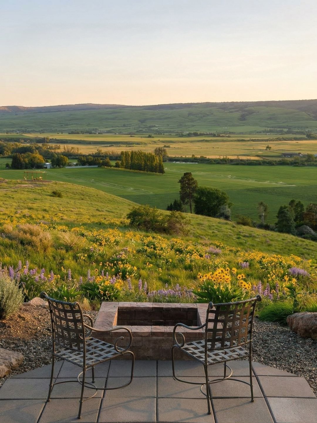 Scenic Pacific Northwest home exterior at sunset