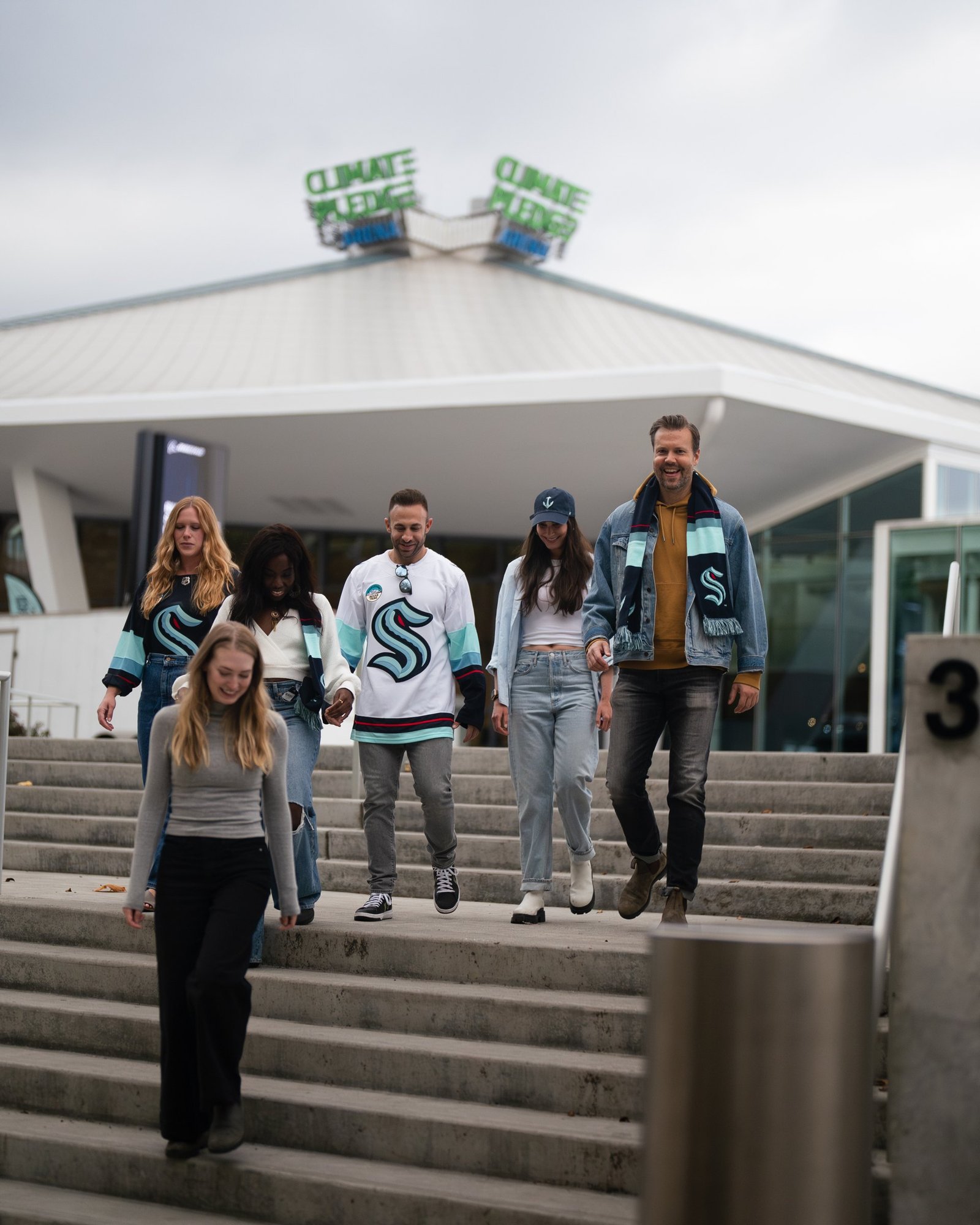 Guests leaving Climate Pledge Arena after a Kraken game