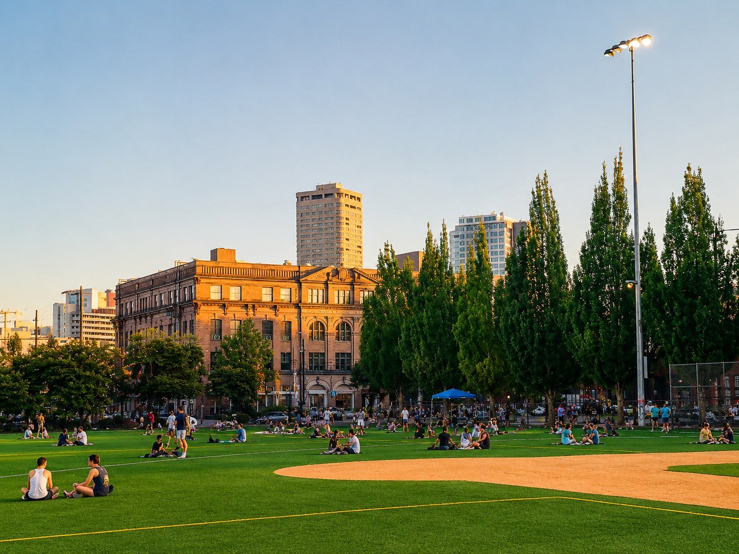 Cal Anderson Park on Capitol Hill at golden hour