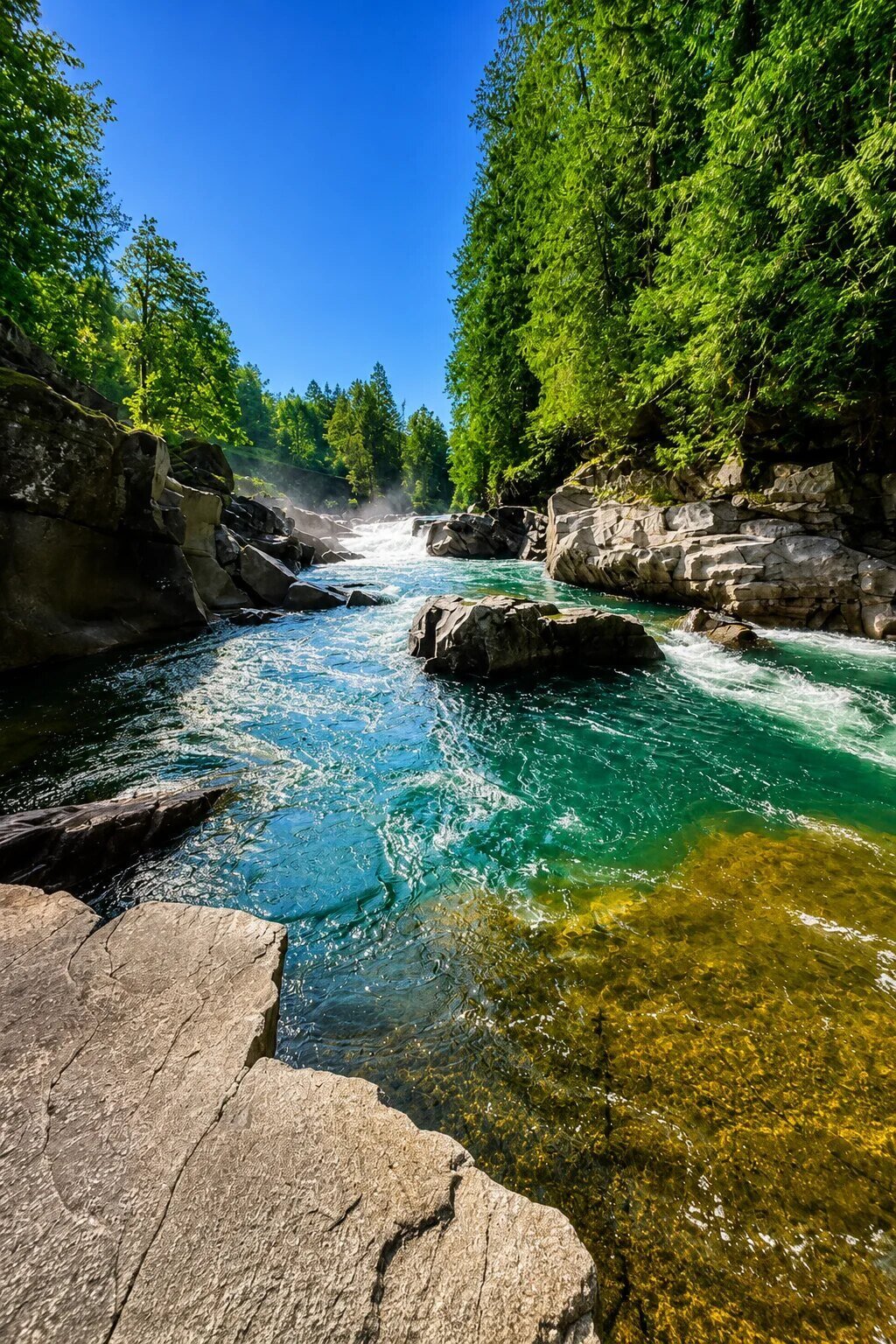 Turquoise Skykomish River near The Gateway